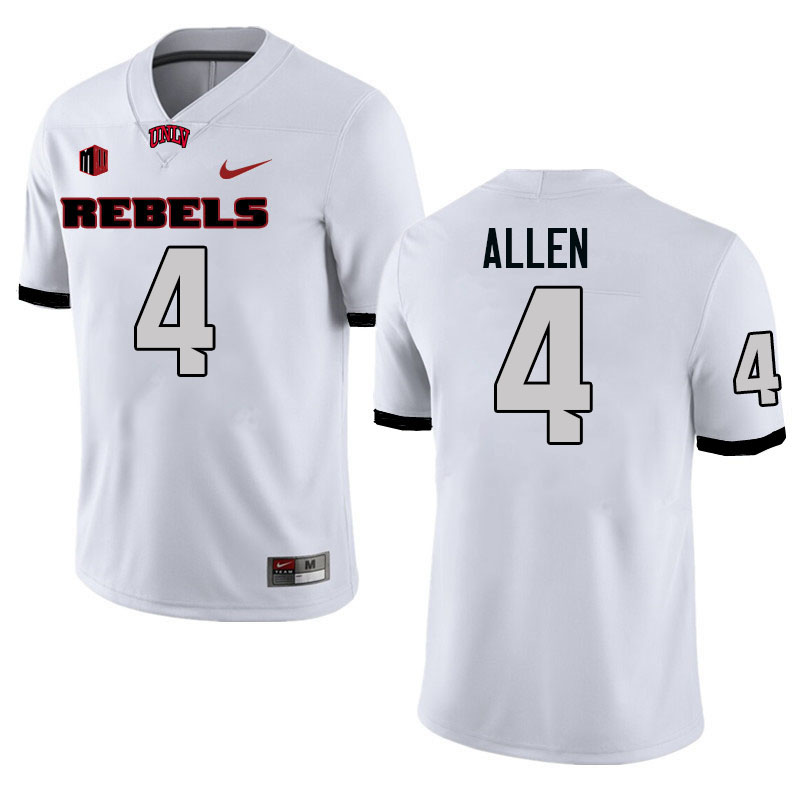 Men #4 Michael Allen UNLV Rebels College Football Jerseys Stitched-White